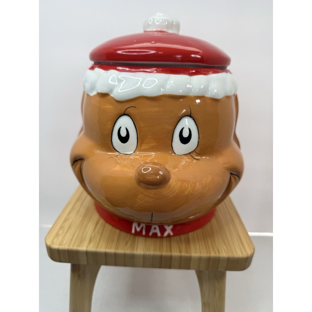 2024 Dr. Seuss The Grinch Who Stole Christmas Max With Santa Hat Cookie Jar‎